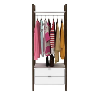 Armário Az1011 2 Gavetas, Mdp Tecnomobili Branco/Nogal Branco/Nogal
