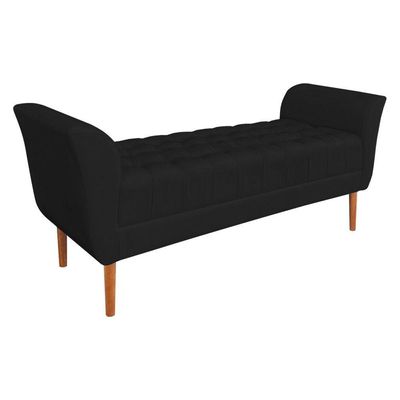Calçadeira Recamier Casal 1,50m Londres Veludo - Pallazio Preto