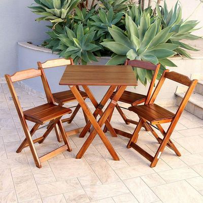 Jogo De Mesa 4 Cadeiras 60x60 Dobravel Imbuia