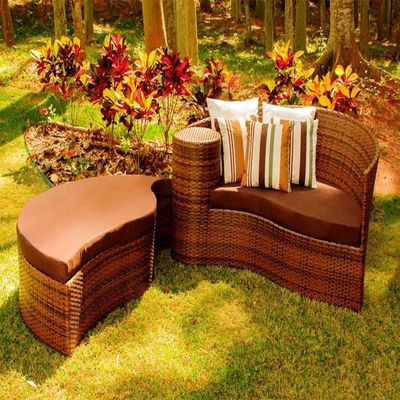2 Espreguiçadeiras Bona E Mesa Com Chaise Trama  Preto