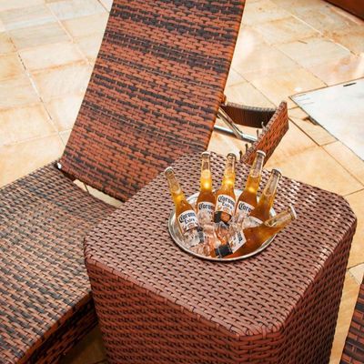 2 Espreguiçadeiras Bona E Mesa Com Chaise Trama  Preto