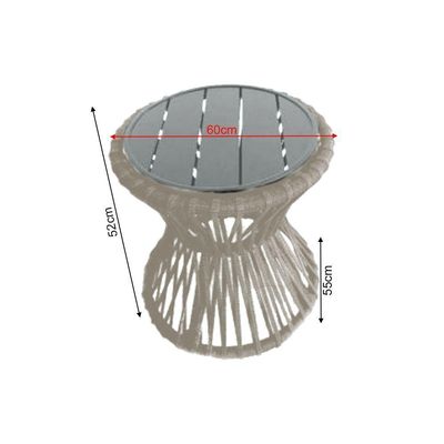 Mesa De Centro Sol Em Corda Náutica E Base Em Alumínio Cinza 50cm Areia - Cor: Bege