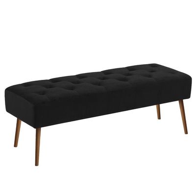 Banco Estofado Rubi 1,40M Suede Preto - Inova Decor