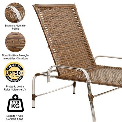 2 Espreguiçadeiras Decorativa Para Piscina Jardim Trama Argila