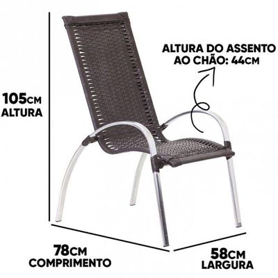 Jogo 3 Cadeiras Garden Alumínio área Piscina E Jardim Trama Tabaco