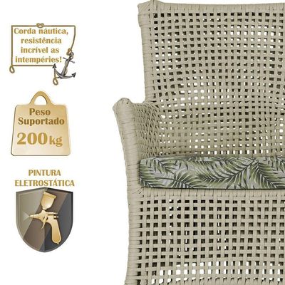 1 Sofá E Mesa Igapó Alumínio Marrom Corda Náutica E5 Trama Rami