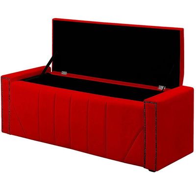 Calçadeira Baú Casal Estofada Toronto Veludo Cor Vermelho