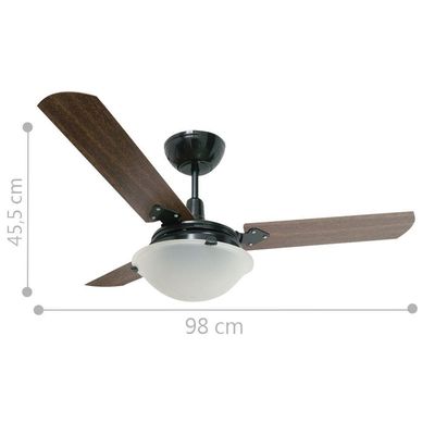 Ventilador Unions Preto 110V 3 Pás Verniz E Controle 110V