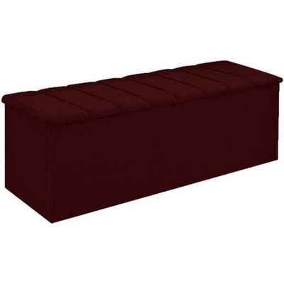 Calçadeira Baú Cancun Solteiro 90 Cm - Bordô