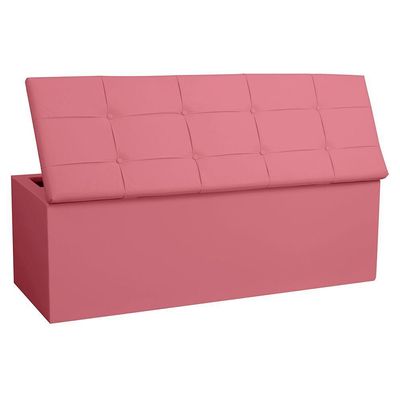 Calçadeira Recamier Baú King 1,95m Roma Suede - Pallazio Cor Rosa