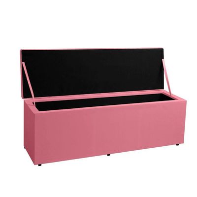 Calçadeira Recamier Baú King 1,95m Roma Suede - Pallazio Cor Rosa