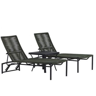 2 Espreguiçadeiras E Cadeiras E Mesa Piscina Jardim Trama Verde