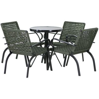 2 Espreguiçadeiras E Cadeiras E Mesa Piscina Jardim Trama Verde