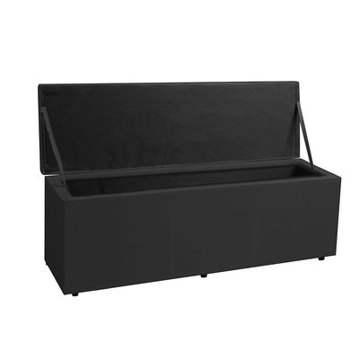Calçadeira Recamier Baú Solteiro 0,90m Berlim Suede - Pallazio Preto