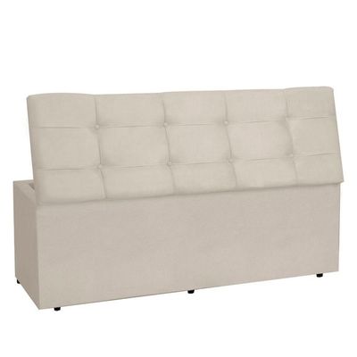 Calçadeira Recamier Baú Queen 1,60m Roma Suede - Pallazio Cor Bege