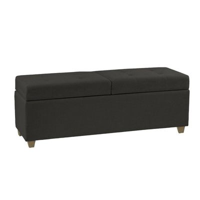 Recamier Bau Madri 1,40m Linho Preto - Inova Decorações