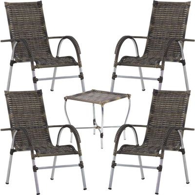 Jogo 4 Cadeiras E Mesa Vênus Area Externa - Trama Cappuccino