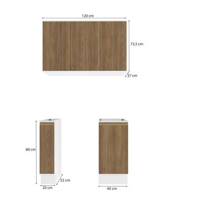 Lavanderia Modulada Kappesberg Celeste 3 Peças Branco/nogueira 120cm