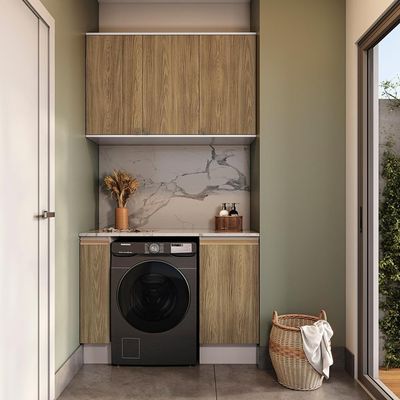 Lavanderia Modulada Kappesberg Celeste 3 Peças Branco/nogueira 120cm