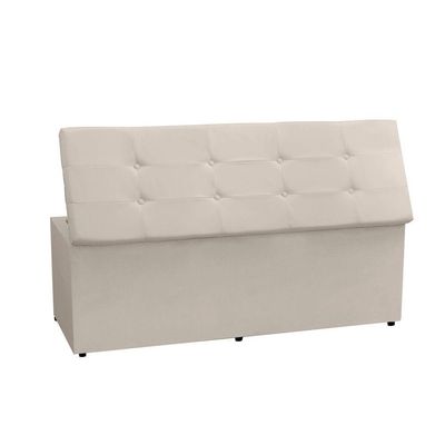 Calçadeira Recamier Baú Casal 1,40m Berlim Suede - Pallazio Cor Bege