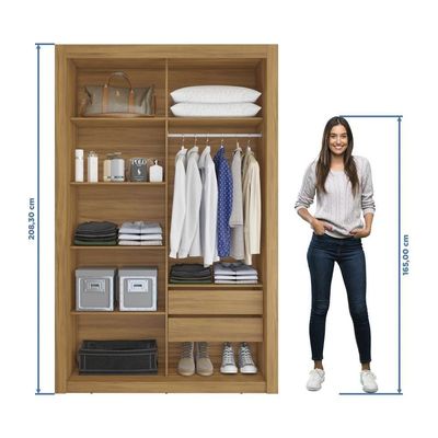 Closet Modulado 8 Gavetas 12 Prateleiras Freijó Amoudi Móveis Freijó