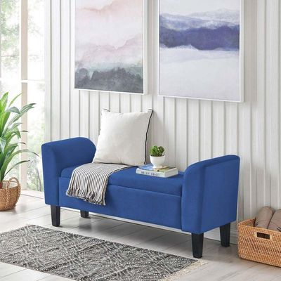 Recamier Bau Malibu 1,40m Suede Azul Marinho - Inova Decor