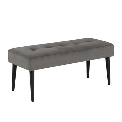 Banco Estofado Theo 1,60m Suede Cinza - Inova Decor