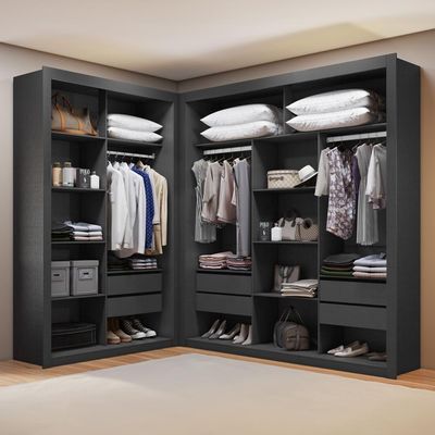Closet Modulado 6 Gavetas Preto Amoudi Móveis Preto Tx