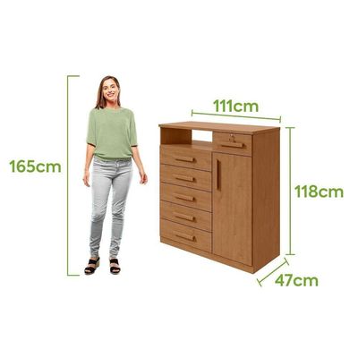Comoda 1 Porta 6 Gavetas 1 Nicho Da Vinci - Lopas