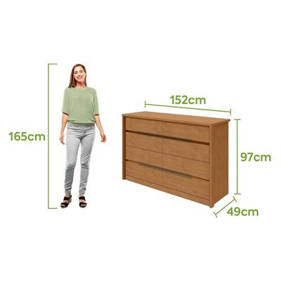 Comoda Urban 8 Gavetas Amendoa Clean