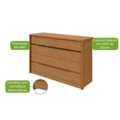 Comoda Urban 8 Gavetas Amendoa Clean