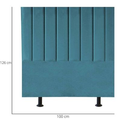 Cabeceira Estofada Cama Solteiro 100 Cm Maya Suede E Frame Cor:azul Turquesa