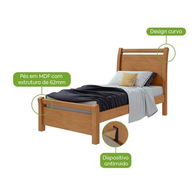 Cama Solteiro Reali Amendoa Clean