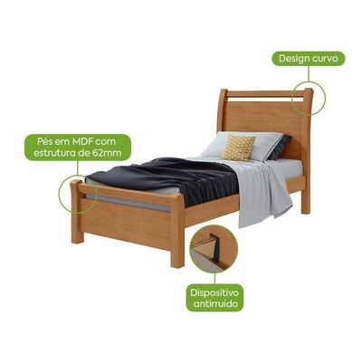 Cama Solteiro Reali Amendoa Clean