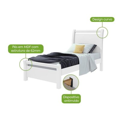 Cama Solteiro Reali Branco