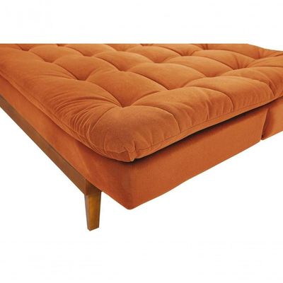 Sofá Cama Dubai 3 Lugares Império Reclinável Casal Pés Madeira Madero Terracota 174
