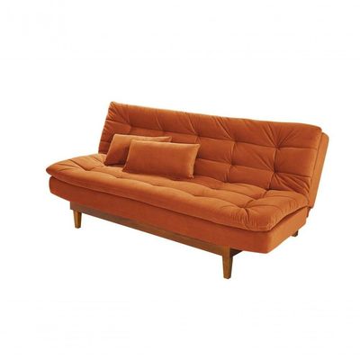 Sofá Cama Dubai 3 Lugares Império Reclinável Casal Pés Madeira Madero Terracota 174