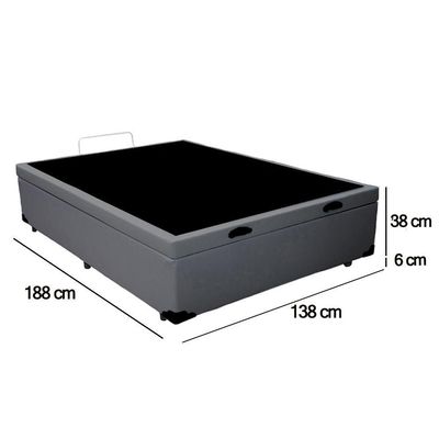 Cama Box Baú Casal Sintético Sereneprime Cinza 138x188x44.