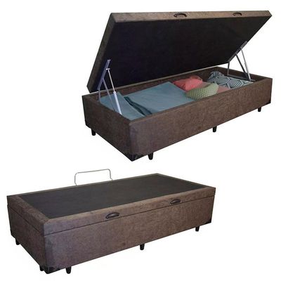 Cama Box Baú Solteiro Suede Sereneprime Marrom 88x188x44.