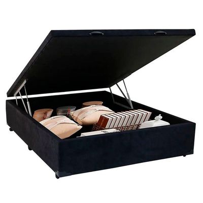 Cama Box Baú Casal Suede Sereneprime Preto 138x188x44.