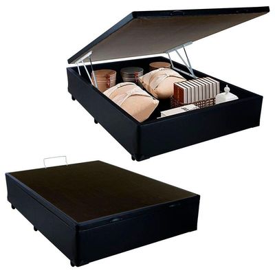 Cama Box Baú Casal Sintético Sereneprime Preto 138x188x44.