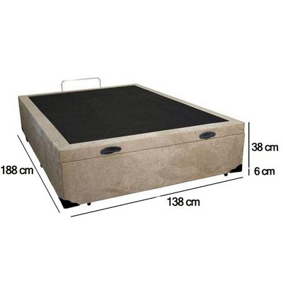 Cama Box Baú Casal Suede Sereneprime Bege 138x188x44