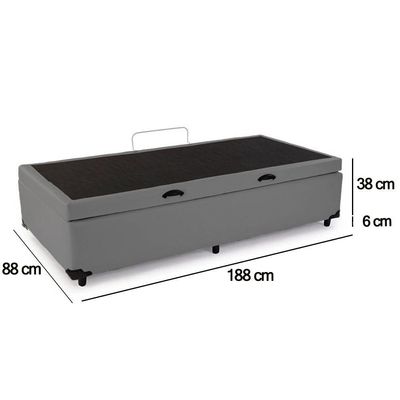 Cama Box Baú Solteiro Sintético Sereneprime Cinza 88x188x44