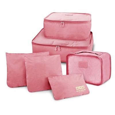 Kit Mala De Bordo E Organizadores De Malas 6 Pçs Love Rosa Gold Rosa