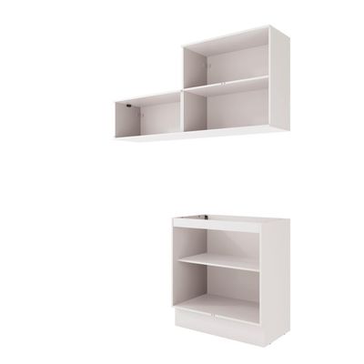 Lavanderia Modulada Kappesberg Celeste 3 Peças Branco/nogueira 160cm