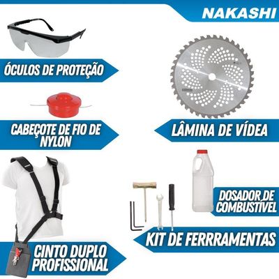 Roçadeira Lateral à Gasolina Nakashi L450k 46cc 2t Potente