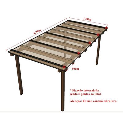 Kit Policarbonato Cristal 4mm 4,00m X 1,50m - Perfis Naturais