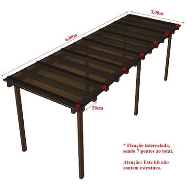 Kit Policarbonato Bronze 4mm 6,00m X 3,00m - Perfis Naturais
