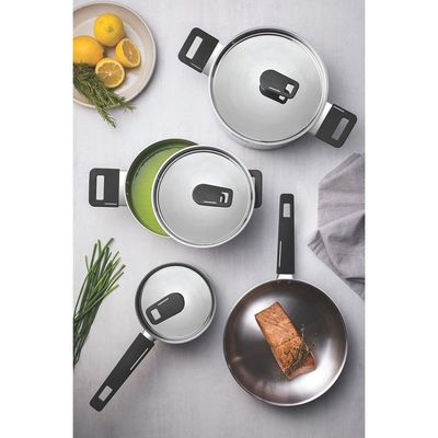 Panela Tramontina Grano Baquelite Aço Inox Corpo Triplo Tampa Cabo De Baquelite 20cm 3,1l