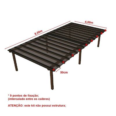 Kit Policarbonato Fume 4mm 8,00m X 4,00m - Perfis Naturais